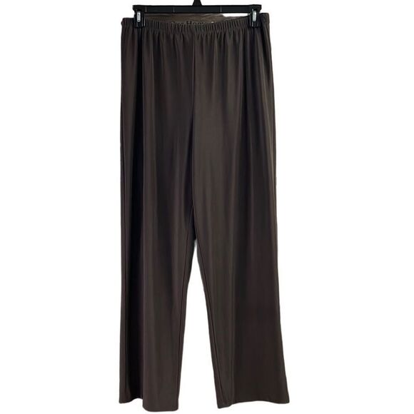 I.N. STUDIO Ladies Elastic Waist Stretch Dress Wider Leg Pants Size XL Brown - Picture 1 of 7